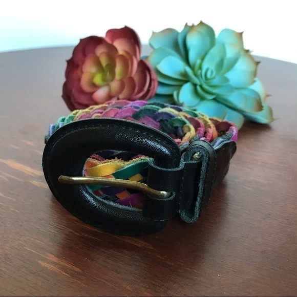 chic Accessories - Chic Y2K Multi Color Braided Split Leather Belt